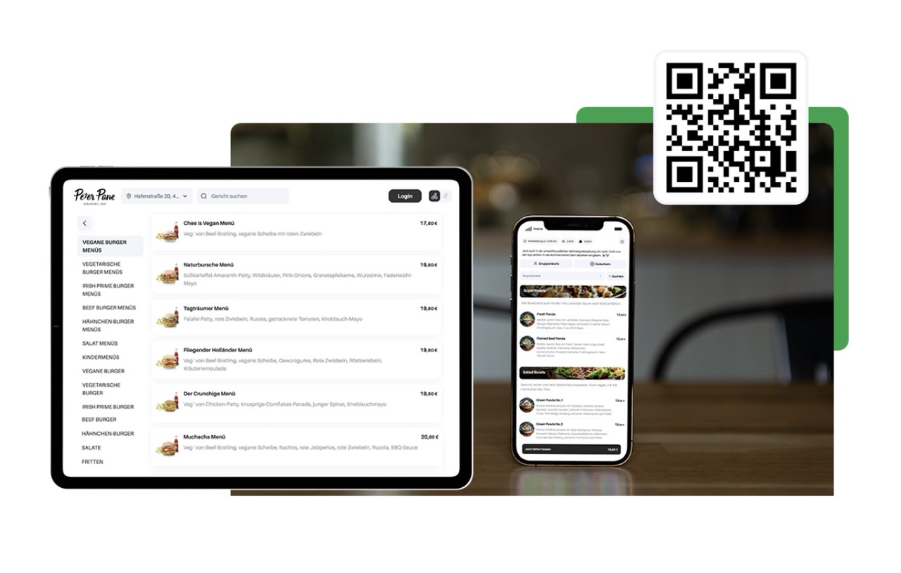 qr code bestellungen und menü online menü