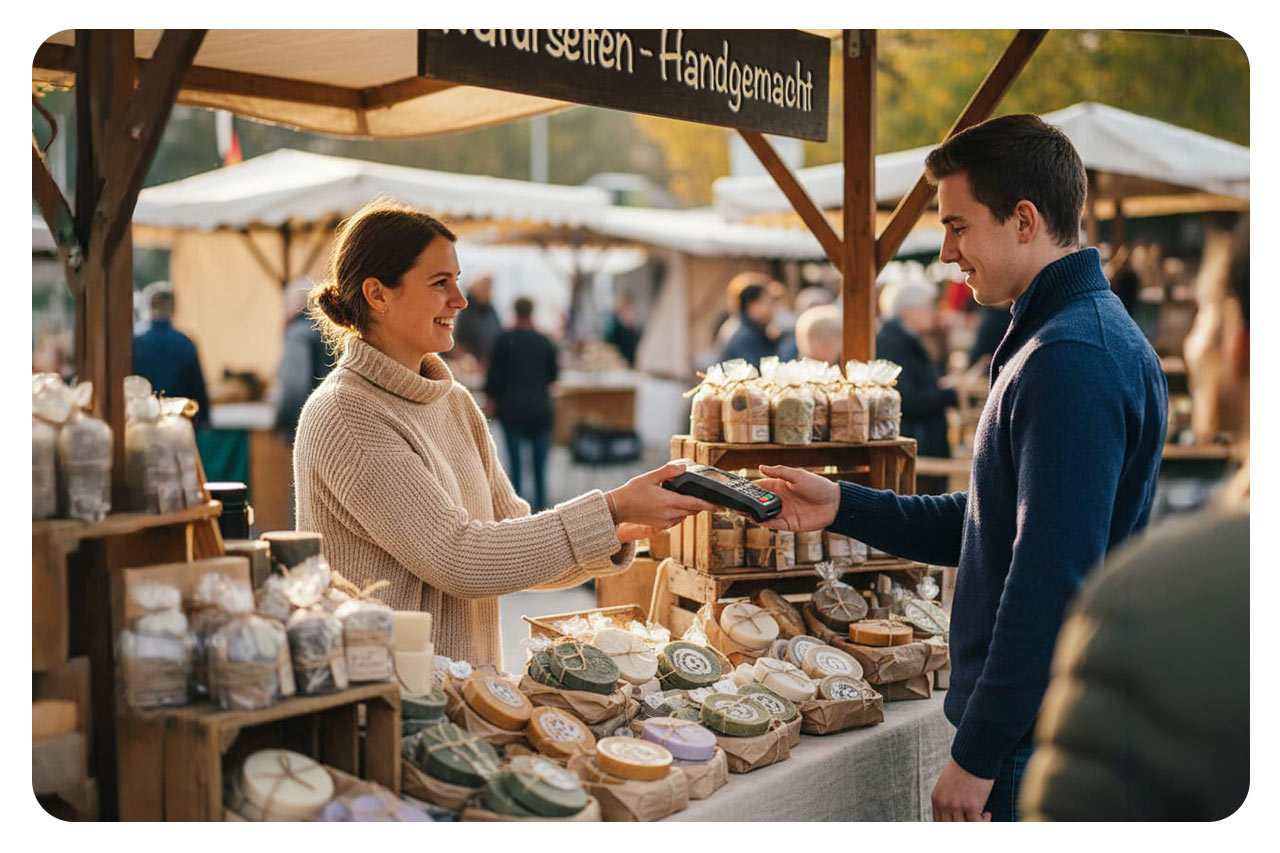Mobiles Kassensystem Event Stand Festival Konzert Merchandise Stand Mobil verkaufen mobiles POS Tap-to-Pay