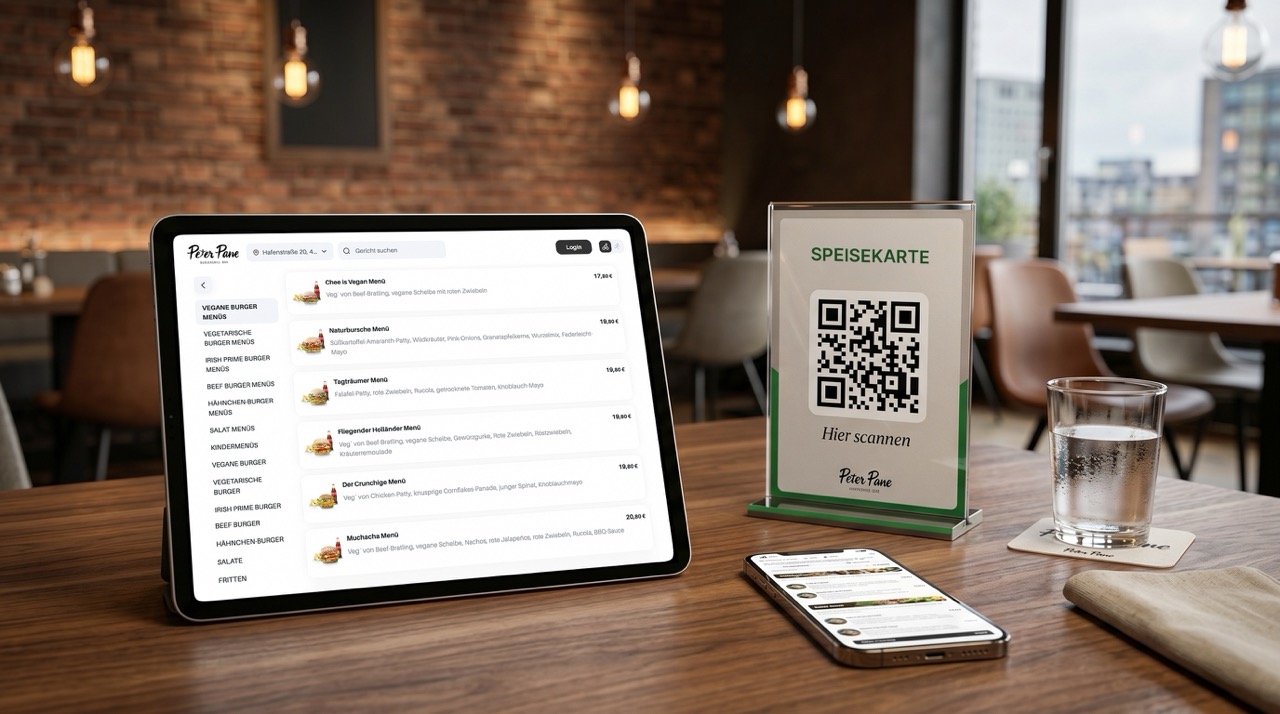 Digitale Speisekarte typo.00 QR Code Speisekarte Mobil